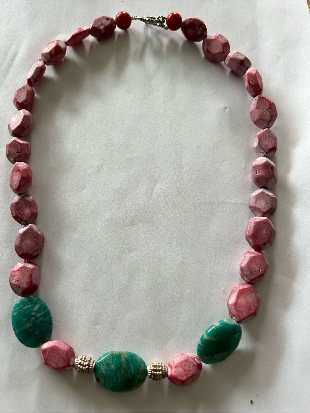 Handcrafted Pink and Teal Beaded Necklace - Women Jewelry